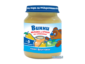 Пюре фруктовое с добавлением молочных компонентов Яблоко и груша со сливками